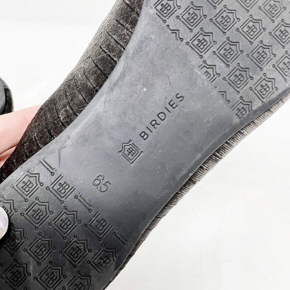 [Birdies] Starling Charcoal Gray Python Print Velour Slip On Loafer Flats Sz 6.5 - Picture 12 of 12